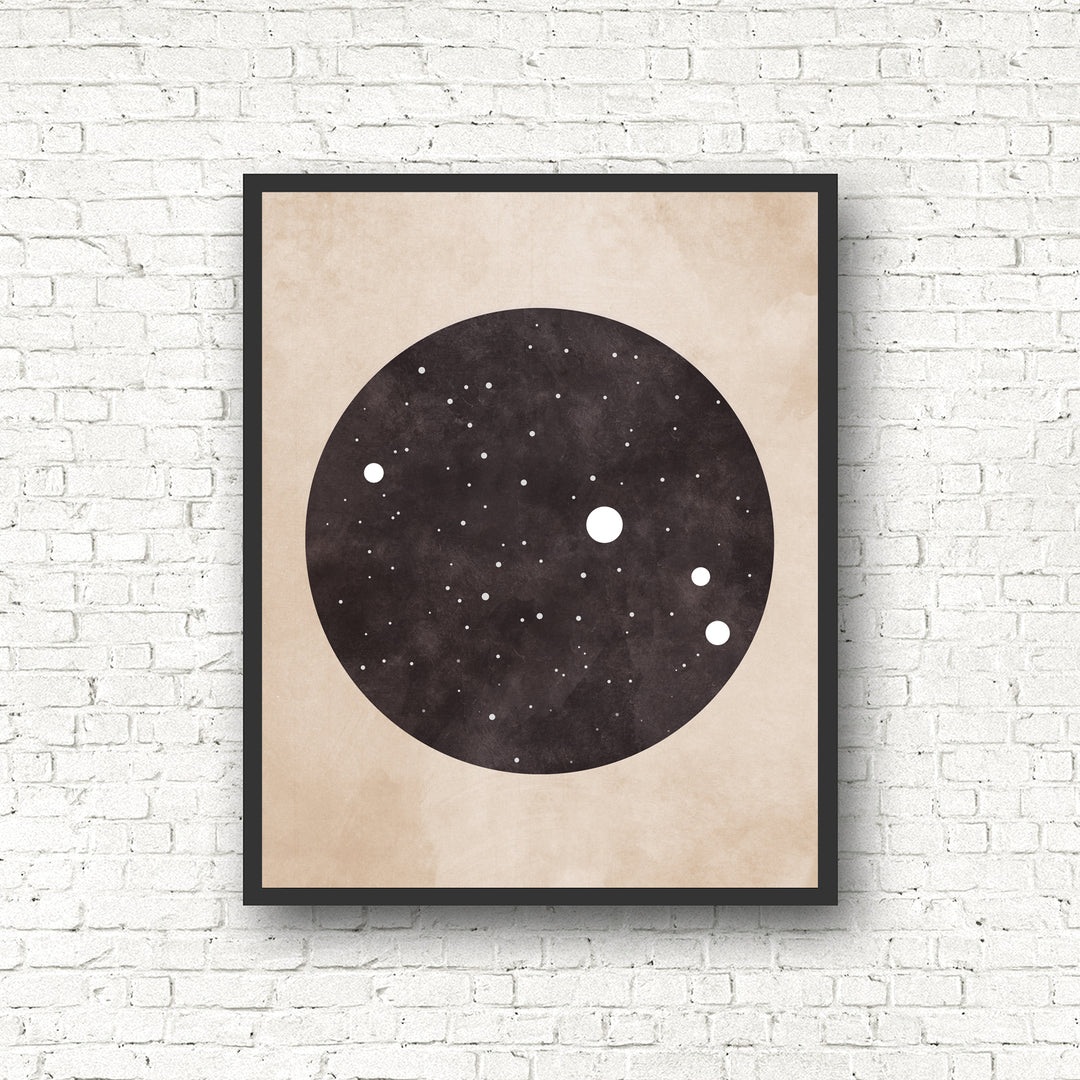 Zodiac Constellation Print - Black and the Moon