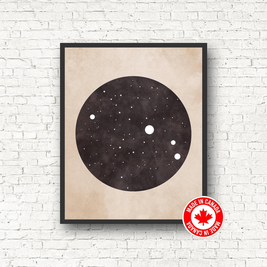 Zodiac Constellation Print - Black and the Moon