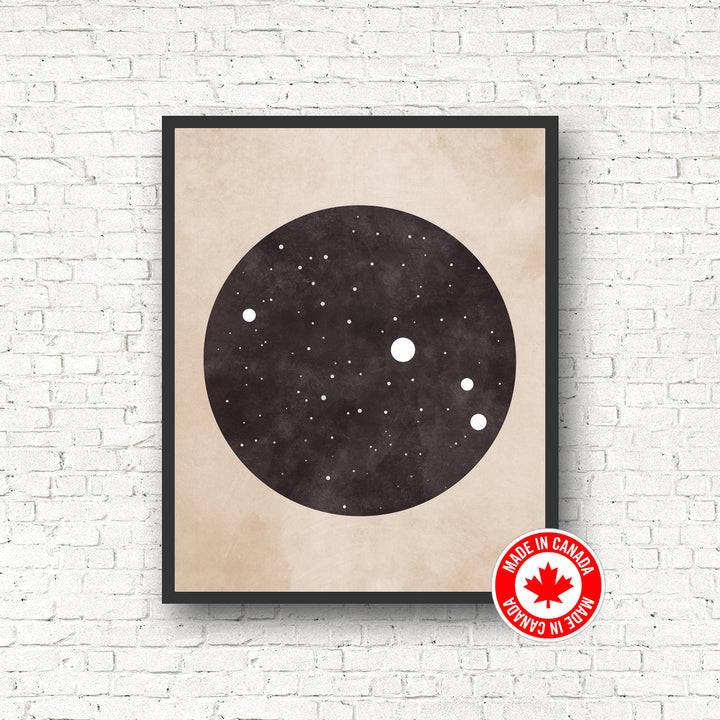 Zodiac Constellation Print - Black and the Moon