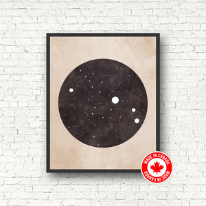 Zodiac Constellation Print - Black and the Moon