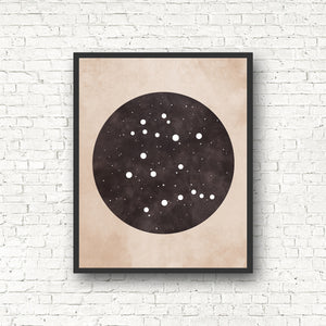 Zodiac Constellation Print - Black and the Moon