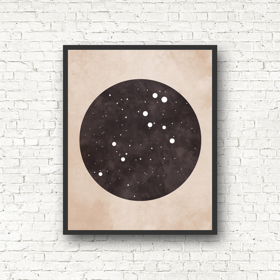 Zodiac Constellation Print - Black and the Moon