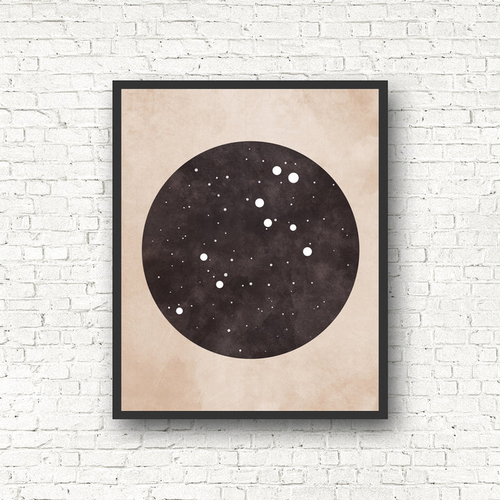 Zodiac Constellation Print - Black and the Moon