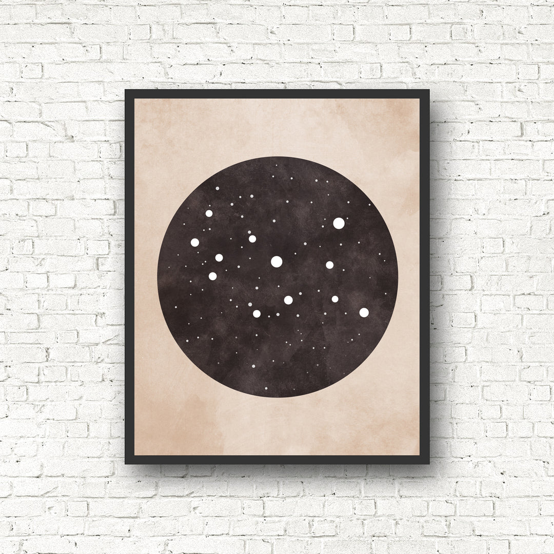 Zodiac Constellation Print - Black and the Moon