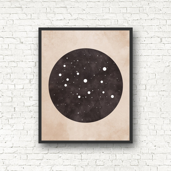 Zodiac Constellation Print - Black and the Moon