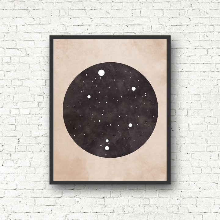 Zodiac Constellation Print - Black and the Moon