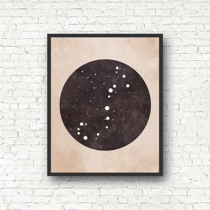 Zodiac Constellation Print - Black and the Moon