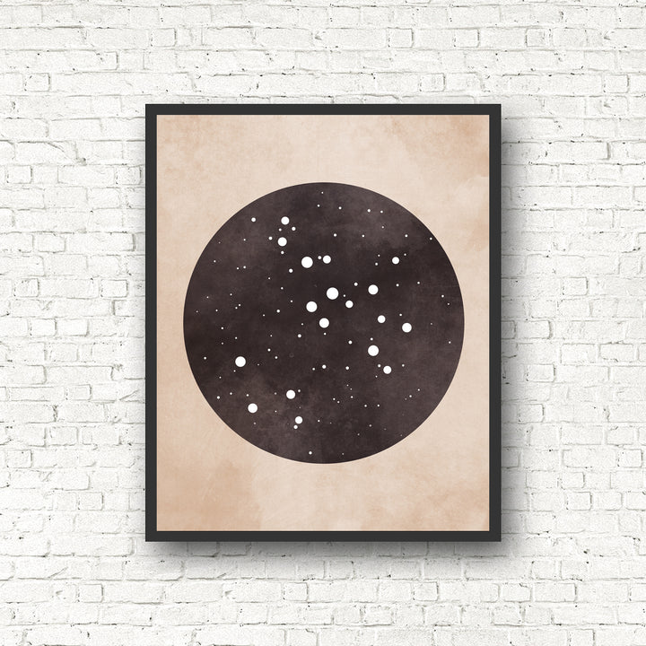 Zodiac Constellation Print - Black and the Moon