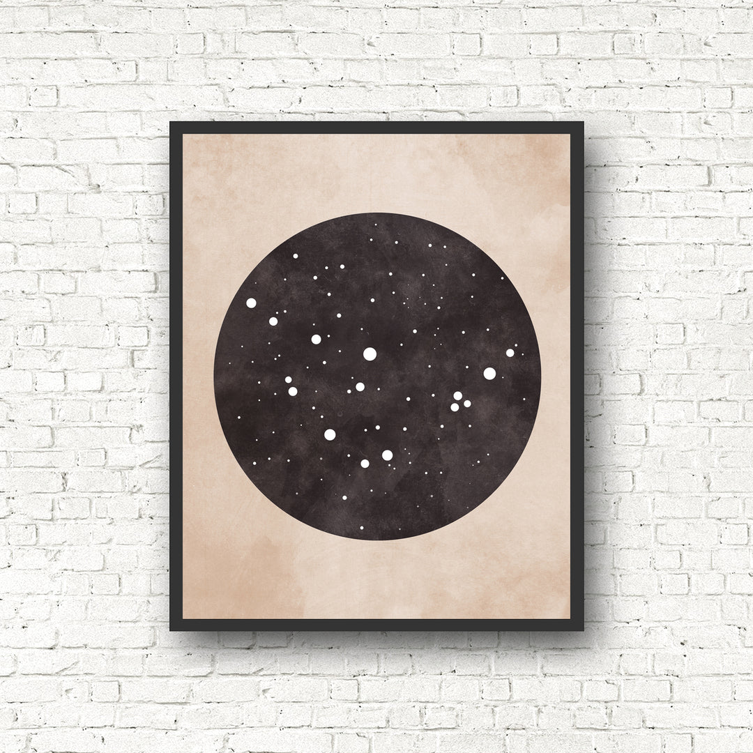 Zodiac Constellation Print - Black and the Moon
