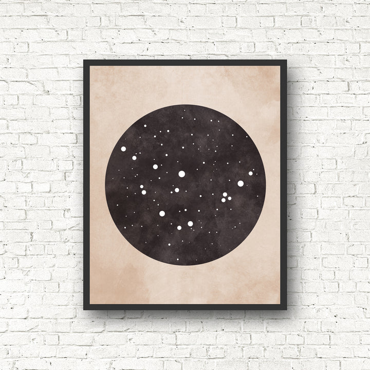 Zodiac Constellation Print - Black and the Moon
