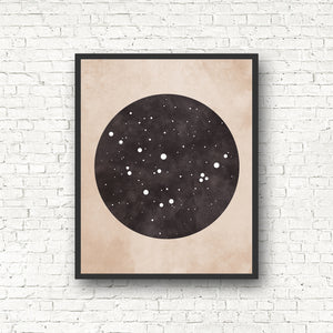 Zodiac Constellation Print - Black and the Moon