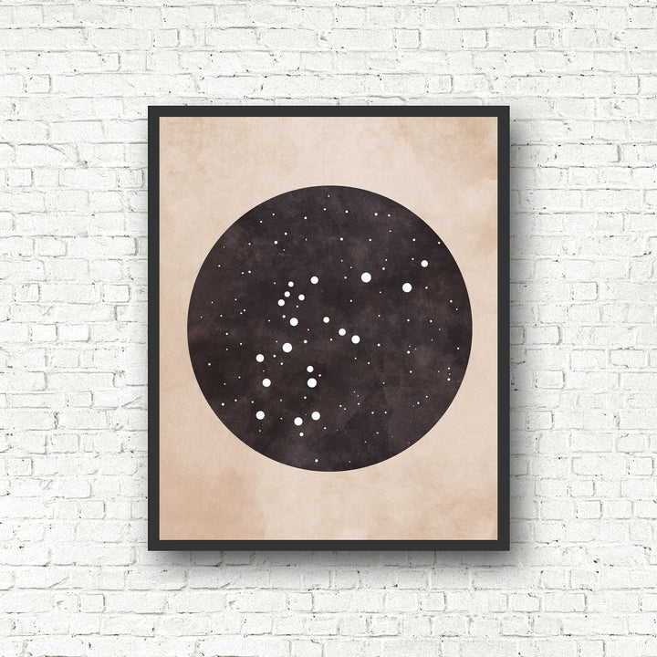 Zodiac Constellation Print - Black and the Moon